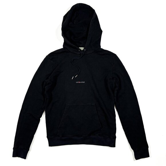 Saint Laurent Rive Gauche Logo Hoodie Black Size M - Picture 1 of 9
